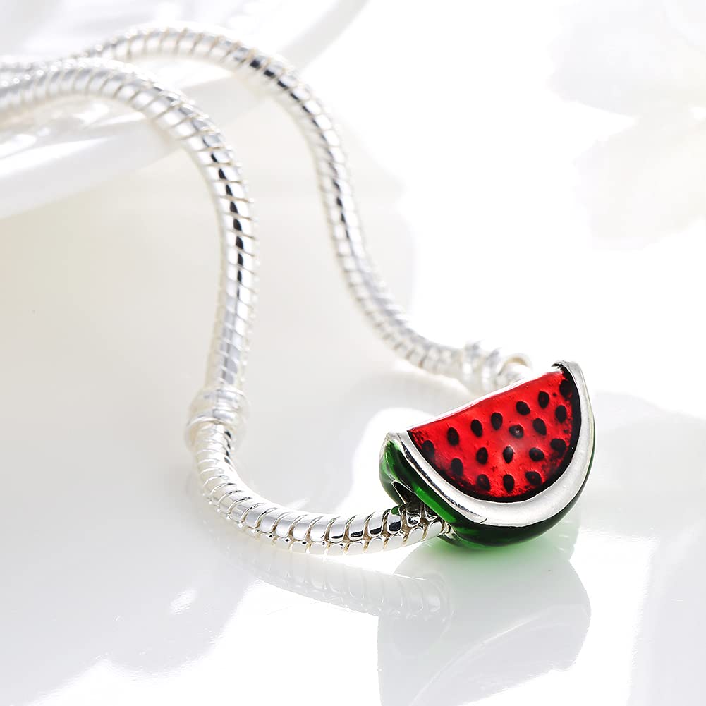 10Pcs Watermelon Fruit Charms - Cute Alloy Pendants for DIY Jewelry Making, Cartoon Fruit Beads for Necklaces & Bracelets - Perfect for Summer Crafts, Party Favors & Kids Jewelry Projects