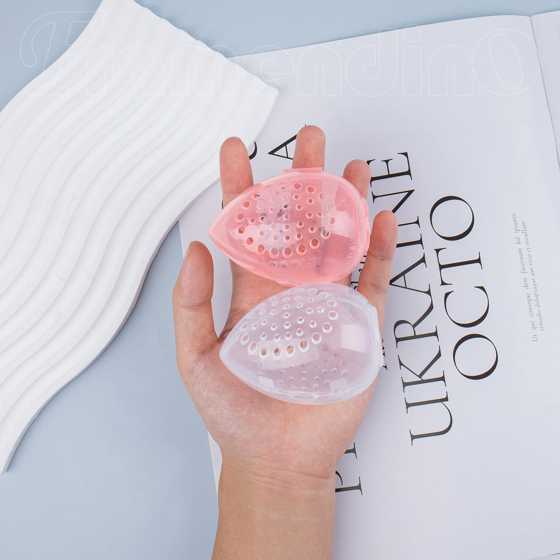 4 Pack Breathable Beauty Blender Sponge Holder - Clear Pink Makeup Storage Case for Travel & Home Organization | Keep Makeup Tools Clean & Dry