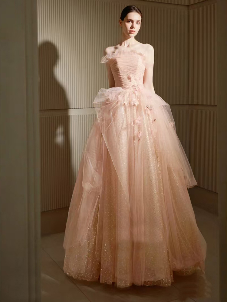Light Pink A Line Tulle Prom Dress for Sweet 16 Birthday Party - Elegant J5172 Gown for Homecoming, Quinceañera & Formal Events