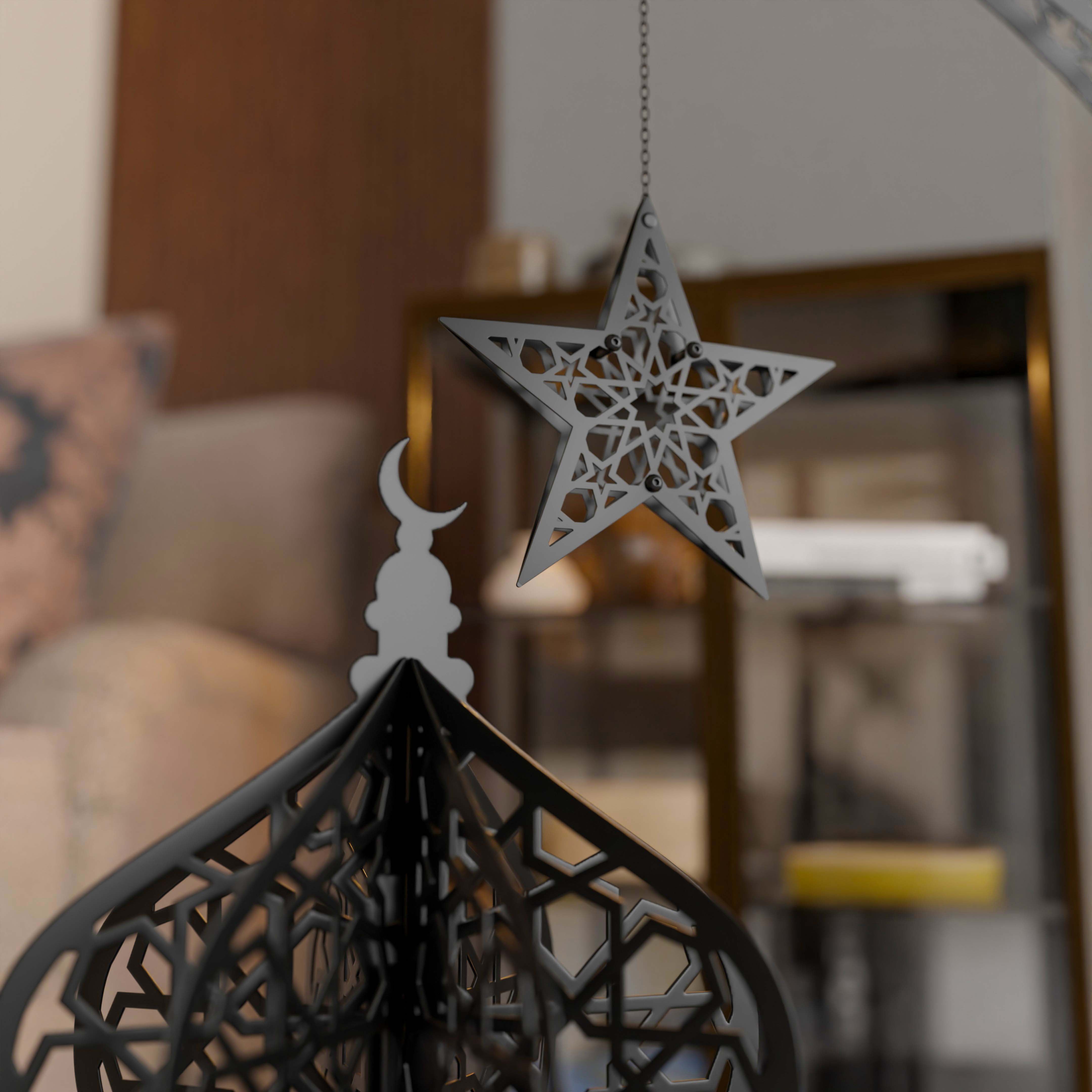 Ramadan Lantern Metal Islamic Wall Art - Elegant Home Decor for Eid, Ramadan & Islamic Festivals - Perfect for Living Room, Bedroom & Prayer Room Decorations
