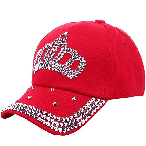 Sparkling Women's Crown Design Rhinestone Baseball Cap - Adjustable Bling Studded Denim Sun Hat for Golf, Outdoor & Fashion