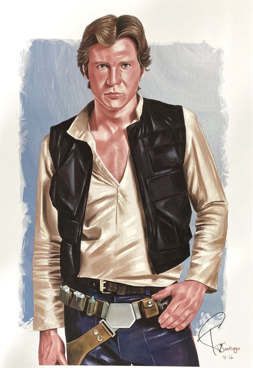 Authentic Han Solo 13x19 Star Wars Lithograph Signed by Tony Santiago - Limited Edition Collectible for Fans & Home Decor