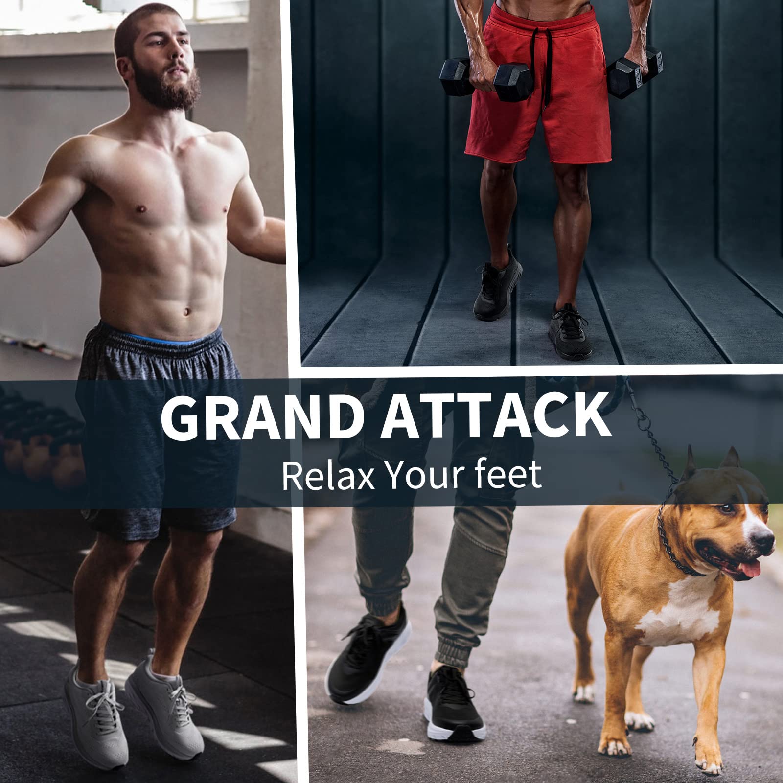 Grand Attack Men's Road Running & Walking Shoes - Max Cushioned Comfort, Durable Non-Slip Design, Breathable Athletic Sneakers for Tennis & Cross-Training | Perfect for Jogging, Gym Workouts & Daily Wear