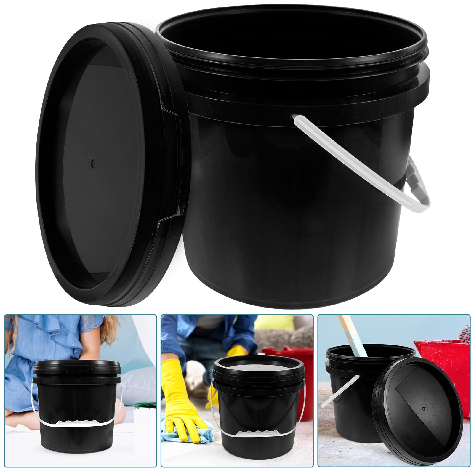 ARTIBETTER 1 Gallon Plastic Paint Bucket with Lid - Durable Paint Storage Container, Oil Paint Can, Camping Storage Bin - Perfect for DIY Projects, Home Painting, Outdoor Activities & Workshop Organization