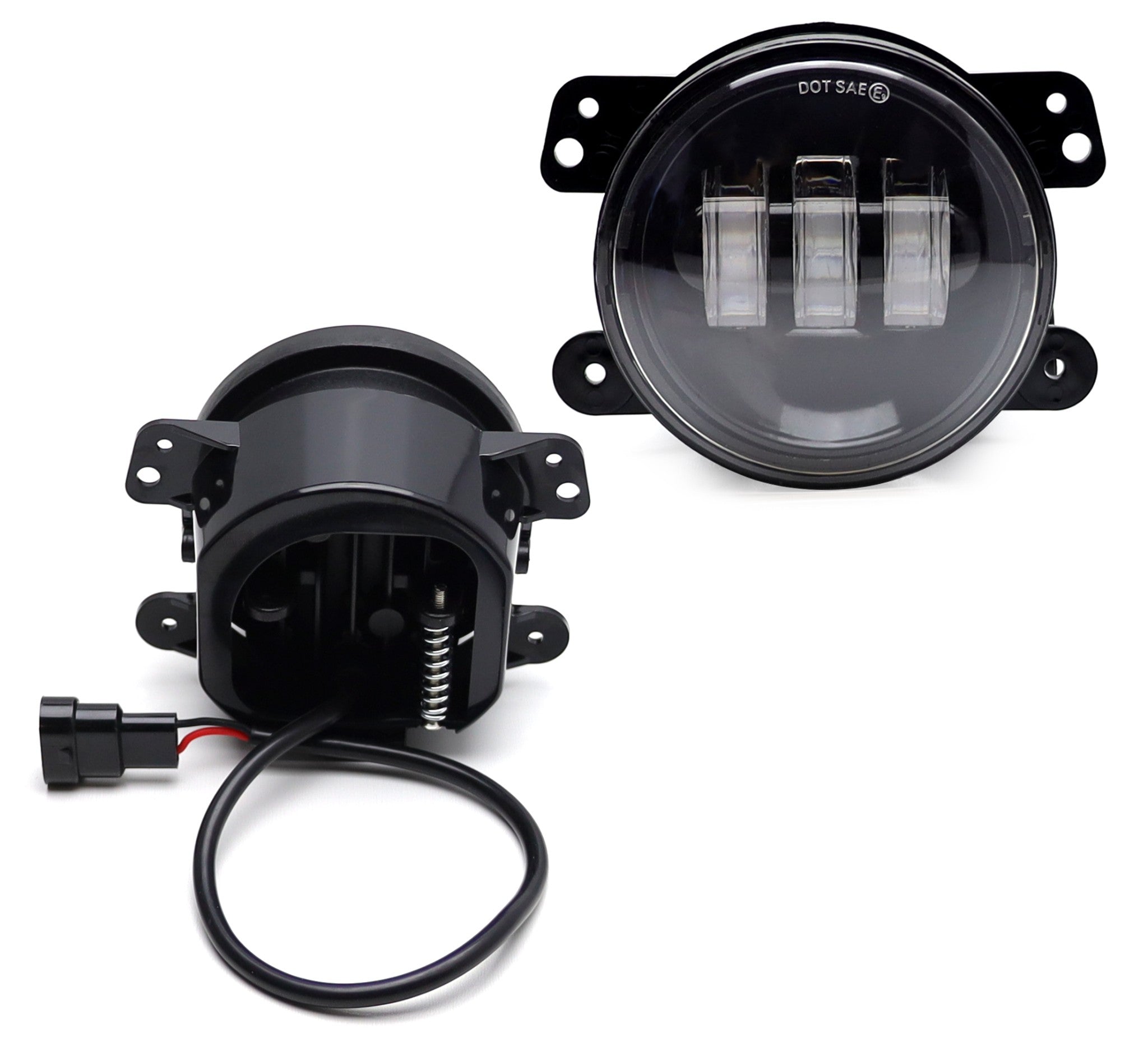20W High Power LED Fog Lights for Jeep Wrangler JK JL - Clear Lens with 3 Stripe White Design - Perfect for Off-Roading, Night Driving & Foggy Conditions