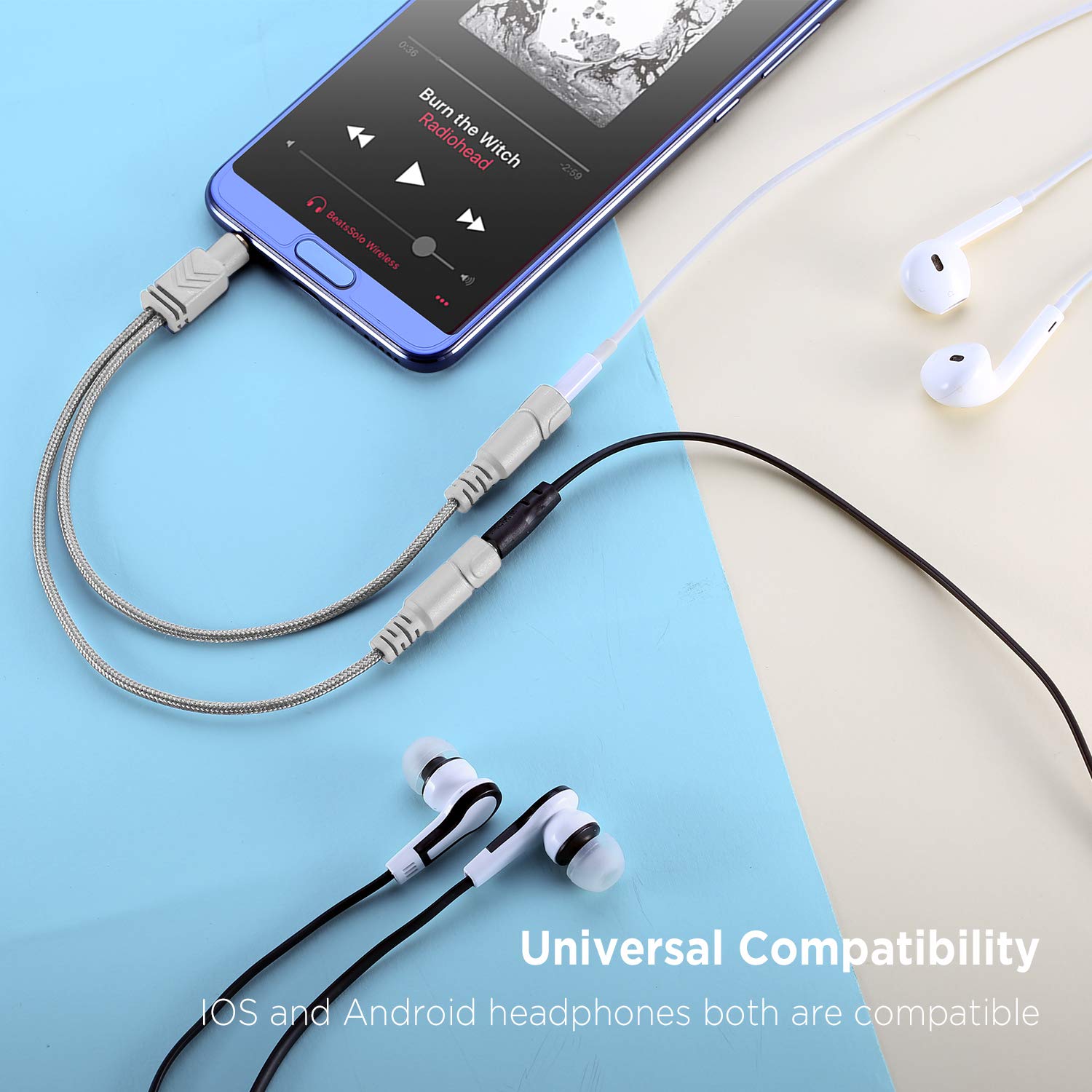 DUKABEL 3.5mm Headphone Splitter Cable - 2-Way Stereo Audio Y Adapter for Headphones, Earphones & Speakers | Equal Sound Distribution | Durable Braided Design | Perfect for Music Sharing, Gaming & Home Theater Systems