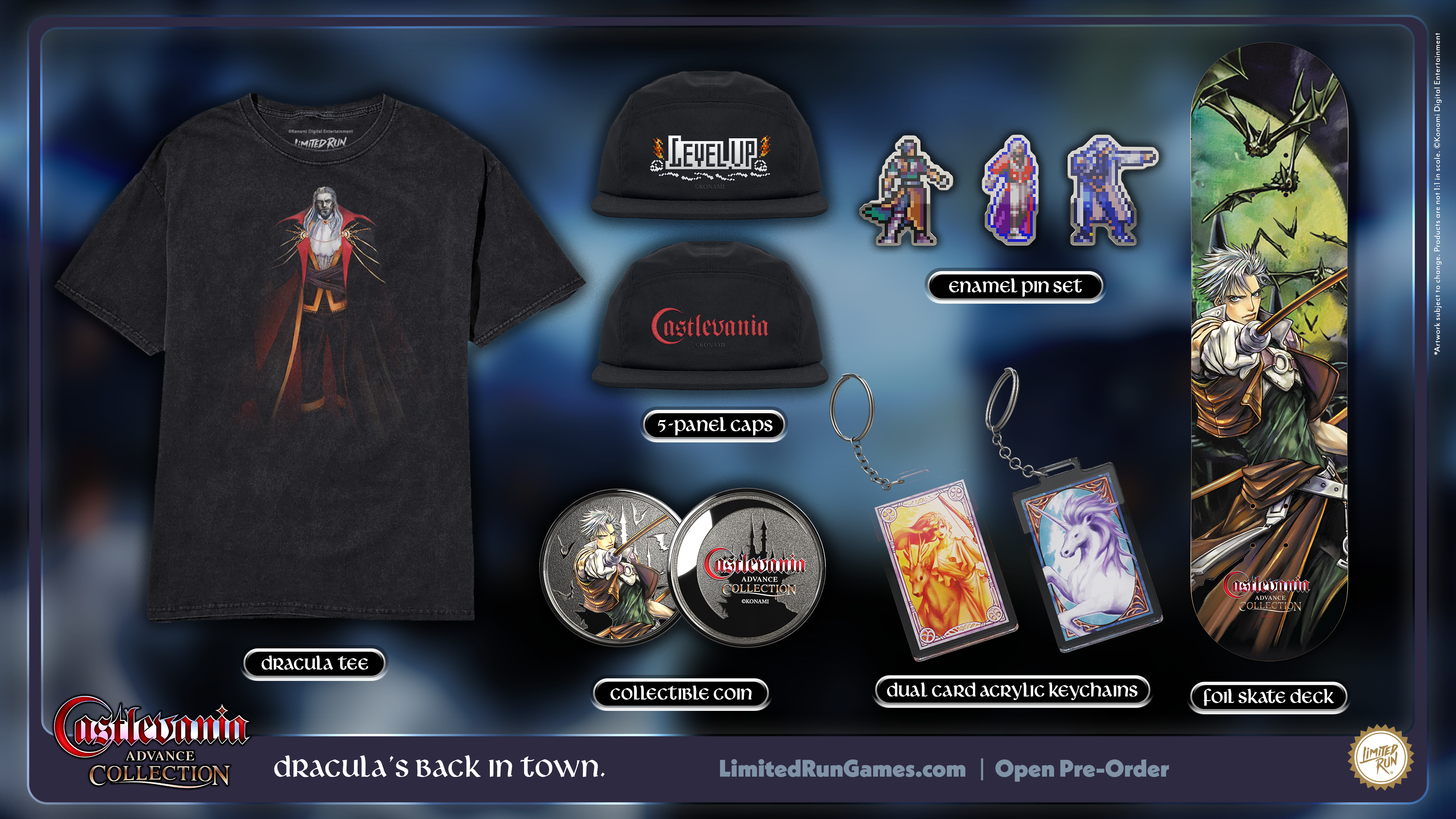 Castlevania Advance Collection Dual Card Acrylic Keychain Set - Retro Gaming Merchandise for Nintendo Switch & GBA Fans - Perfect for Cosplay, Gift Giving & Keychain Collectors