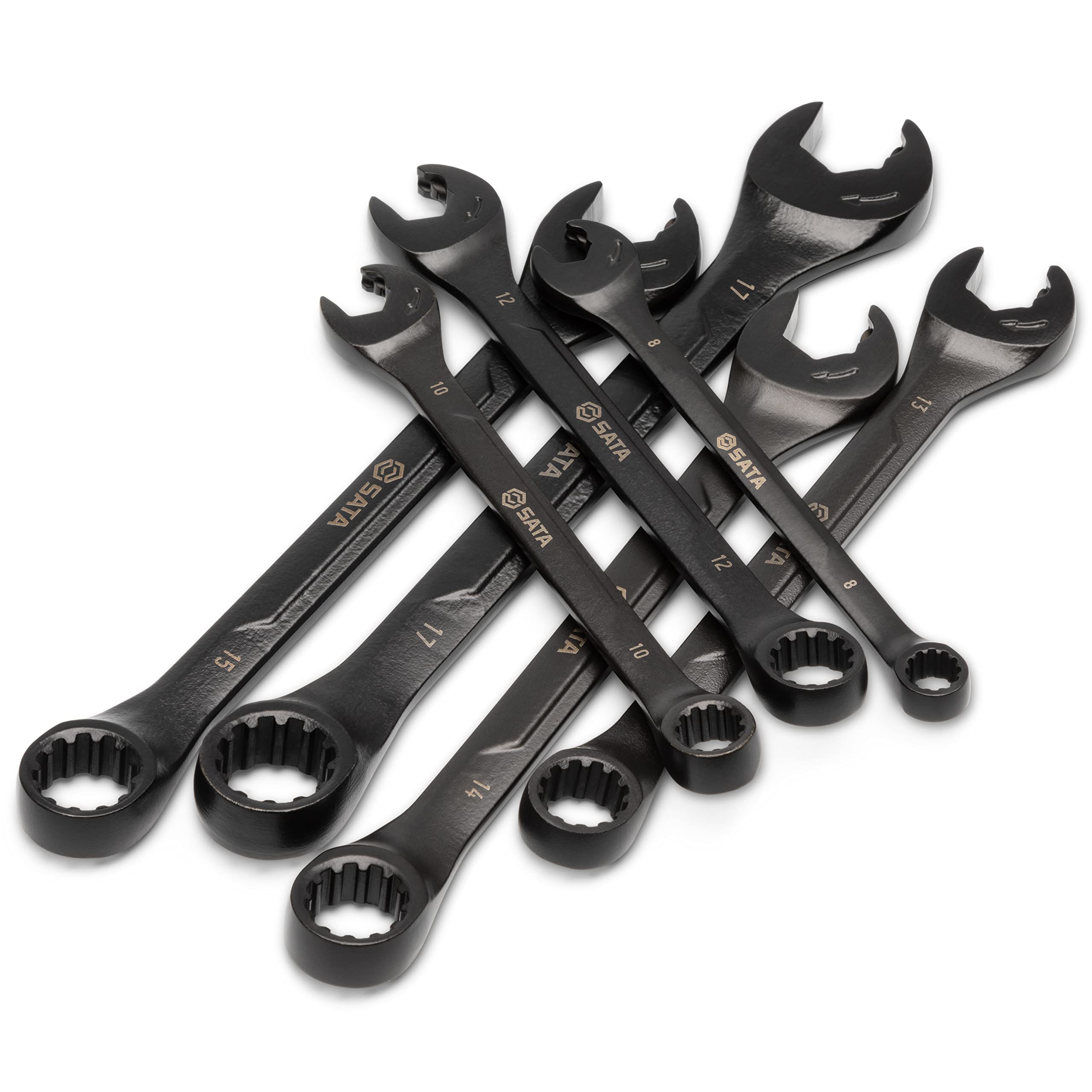 7-Piece Metric SATA ST47530 Open End Ratcheting Combination Wrench Set - Chrome Finish, Corrosion Resistant - Perfect for Automotive Repair, DIY Projects & Professional Mechanics