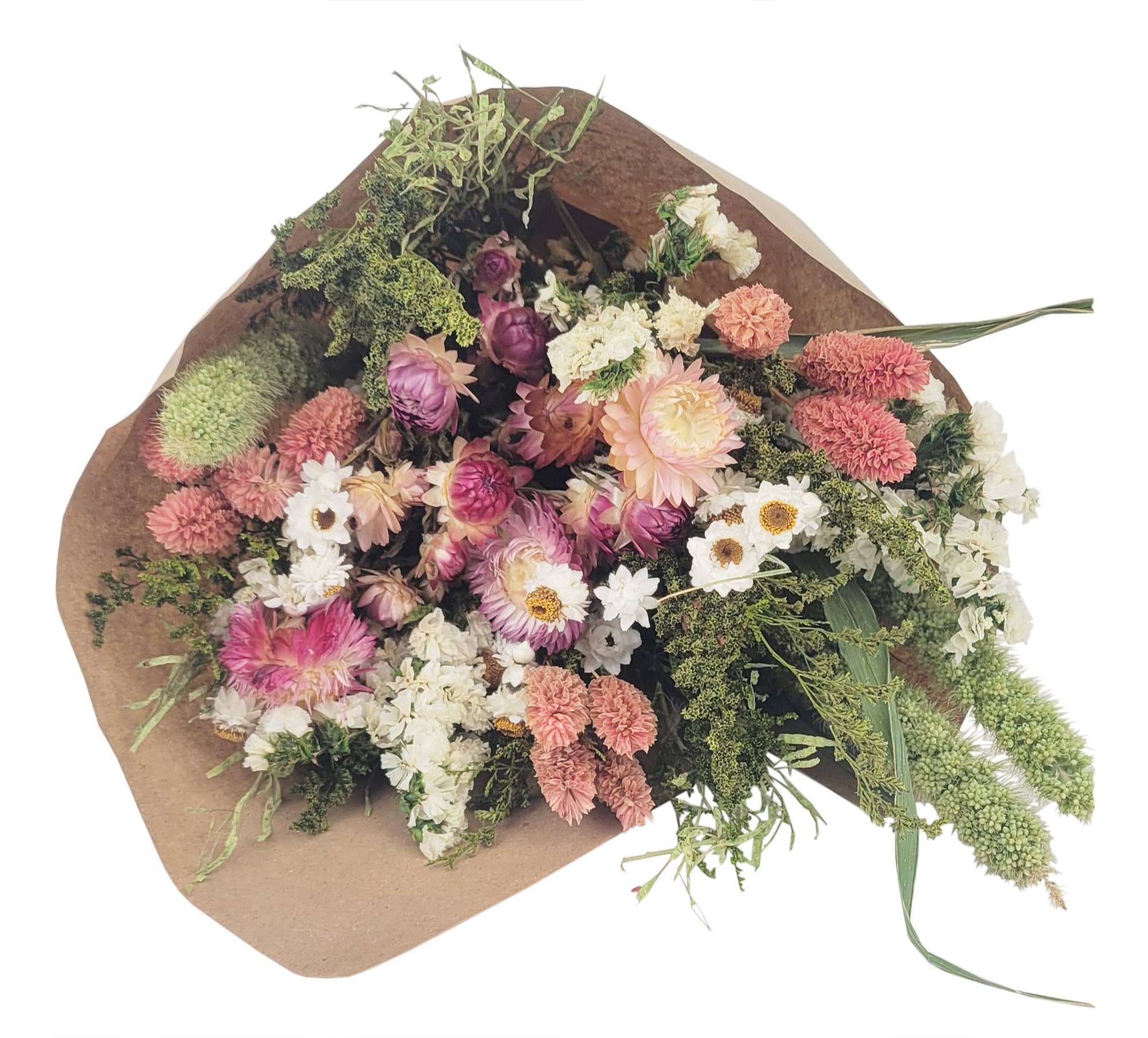 Andaluca Pink Strawflower Love Floral Bouquet #207 - Artificial Silk Flowers for Home Decor, Wedding Centerpieces, Party Arrangements