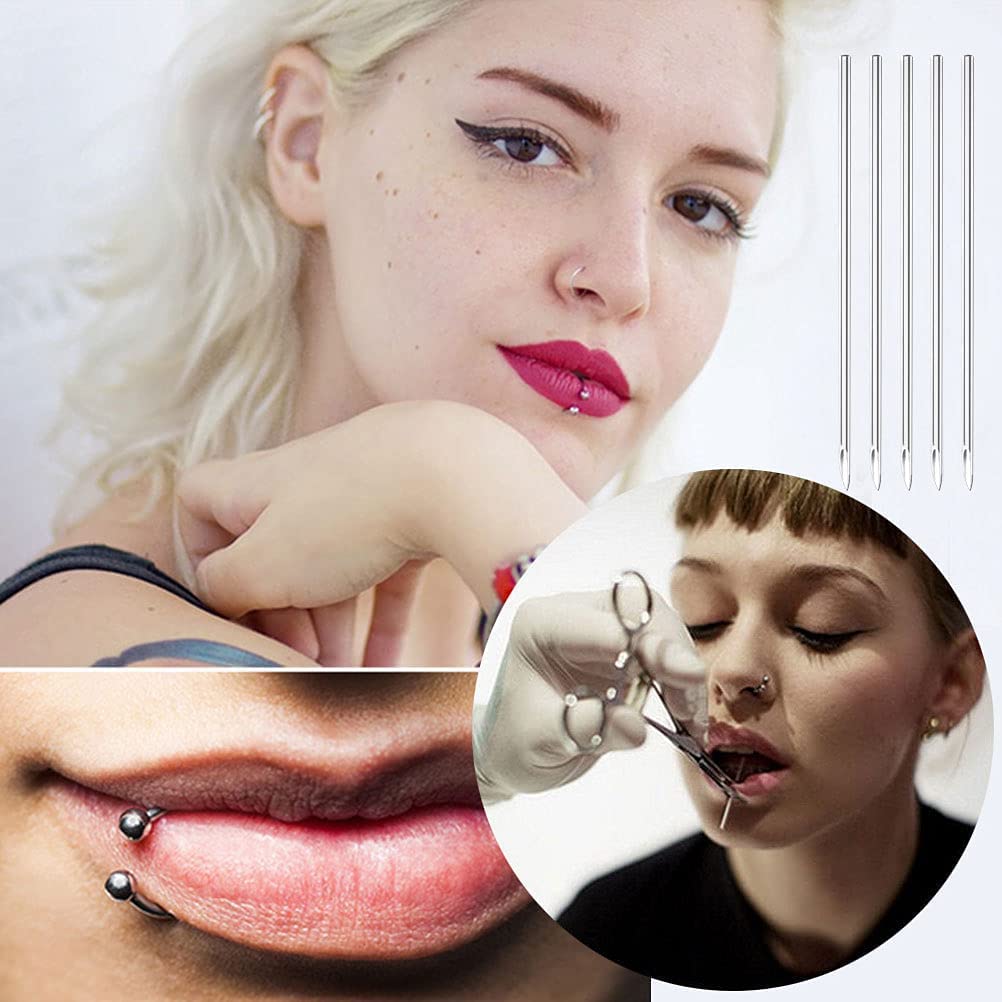 14G Sterilized Disposable Body Piercing Needles - 100 Pack Professional Tattoo & Piercing Kit for Ear, Nose, Lip - Safe Hypoallergenic Needles for Professional Artists & DIY Body Modification