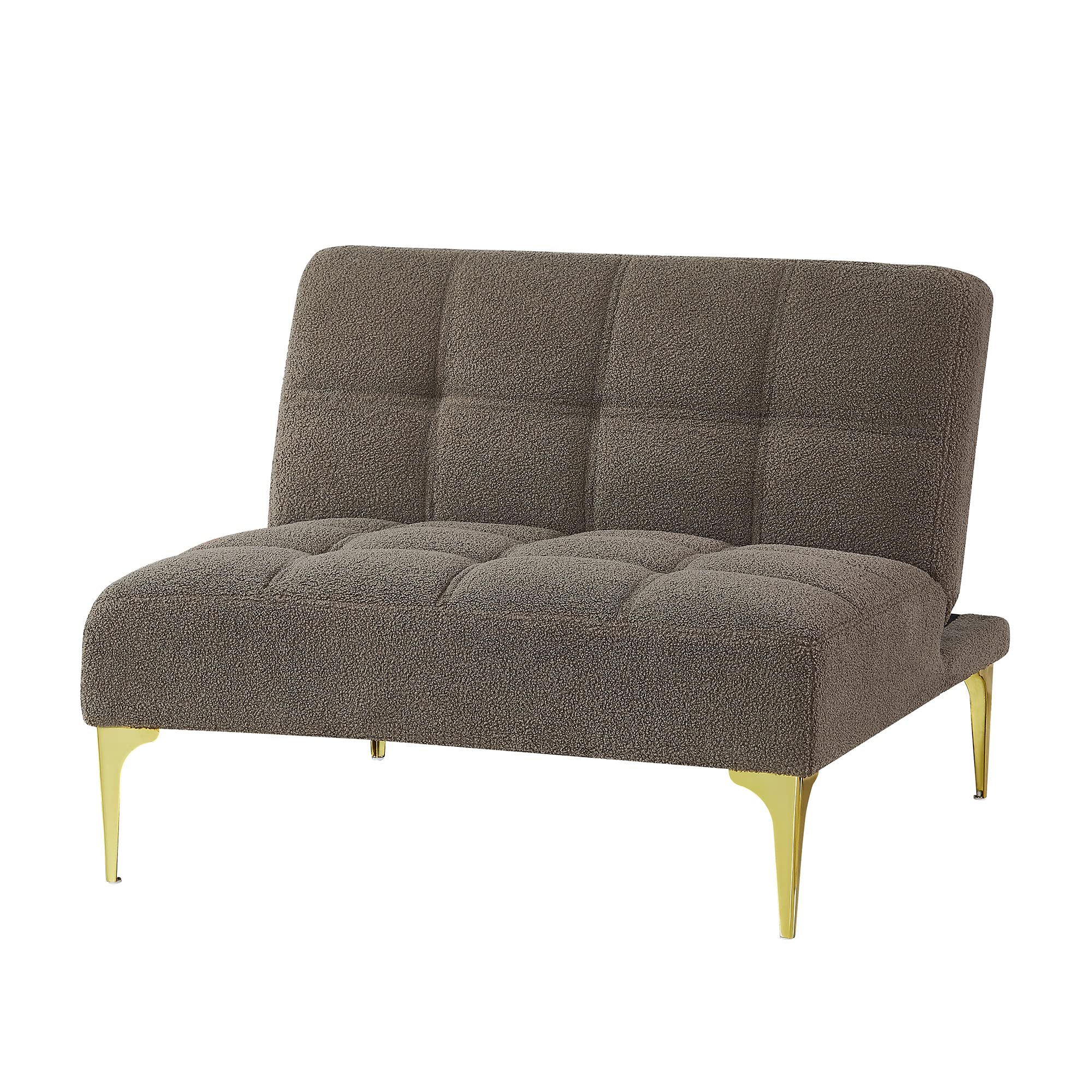 Polibi Modern Convertible Folding Sofa Bed with Adjustable Backrest - Teddy Fabric Taupe Couch with Golden Legs & Toss Pillow - Space Saving Single Sofa Chair for Small Apartments, Guest Rooms & Home Offices