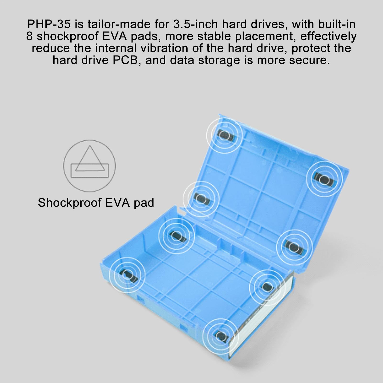 3.5 Inch Shockproof & Dustproof Hard Drive Enclosure Case - External HDD Storage Box for Computer Data Backup, Gaming, CCTV DVR, NAS & Server Use