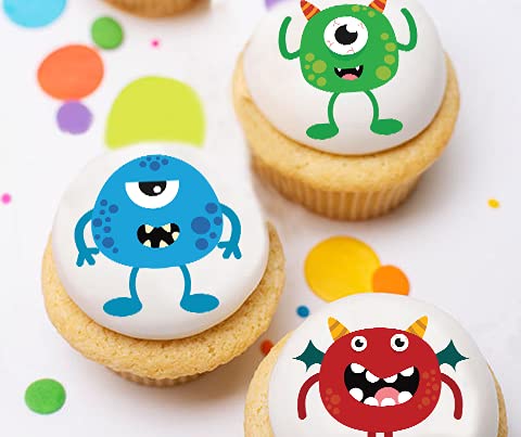 Silly Monsters Edible Cupcake Toppers - Fun Birthday Party Decorations for Kids, Baby Showers & DIY Cake Designs