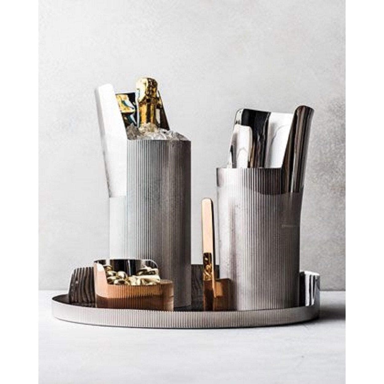 Georg Jensen Urkiola Stainless Steel Tall Vase - Modern Silver Home Decor for Living Room, Dining Table & Office Centerpiece