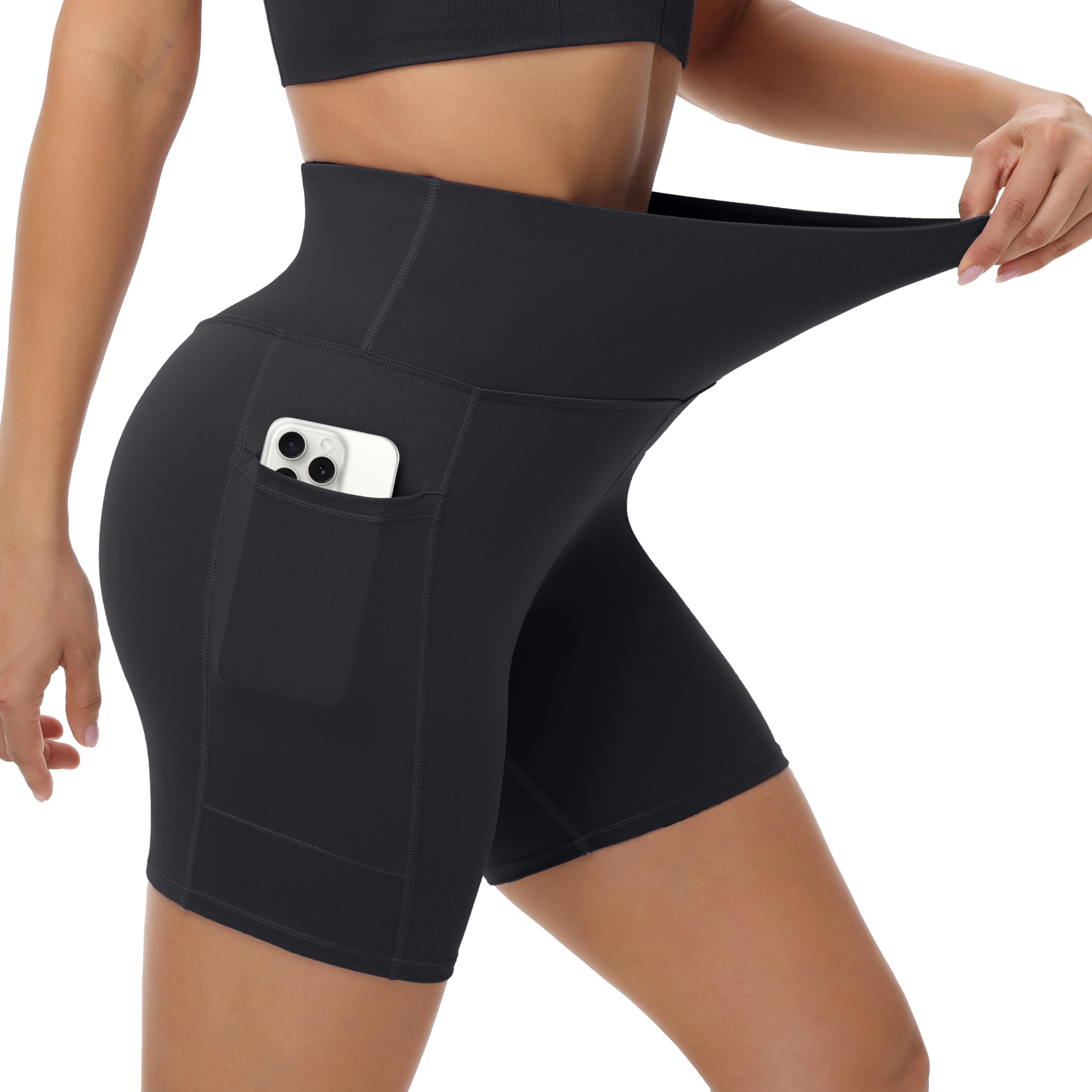 ALWAYSONE High Waisted Biker Shorts for Women - Non See Through Yoga Shorts with Tummy Control - Workout, Gym, Running & Athletic Shorts - Perfect for Yoga, Cycling, HIIT & Lounge Wear