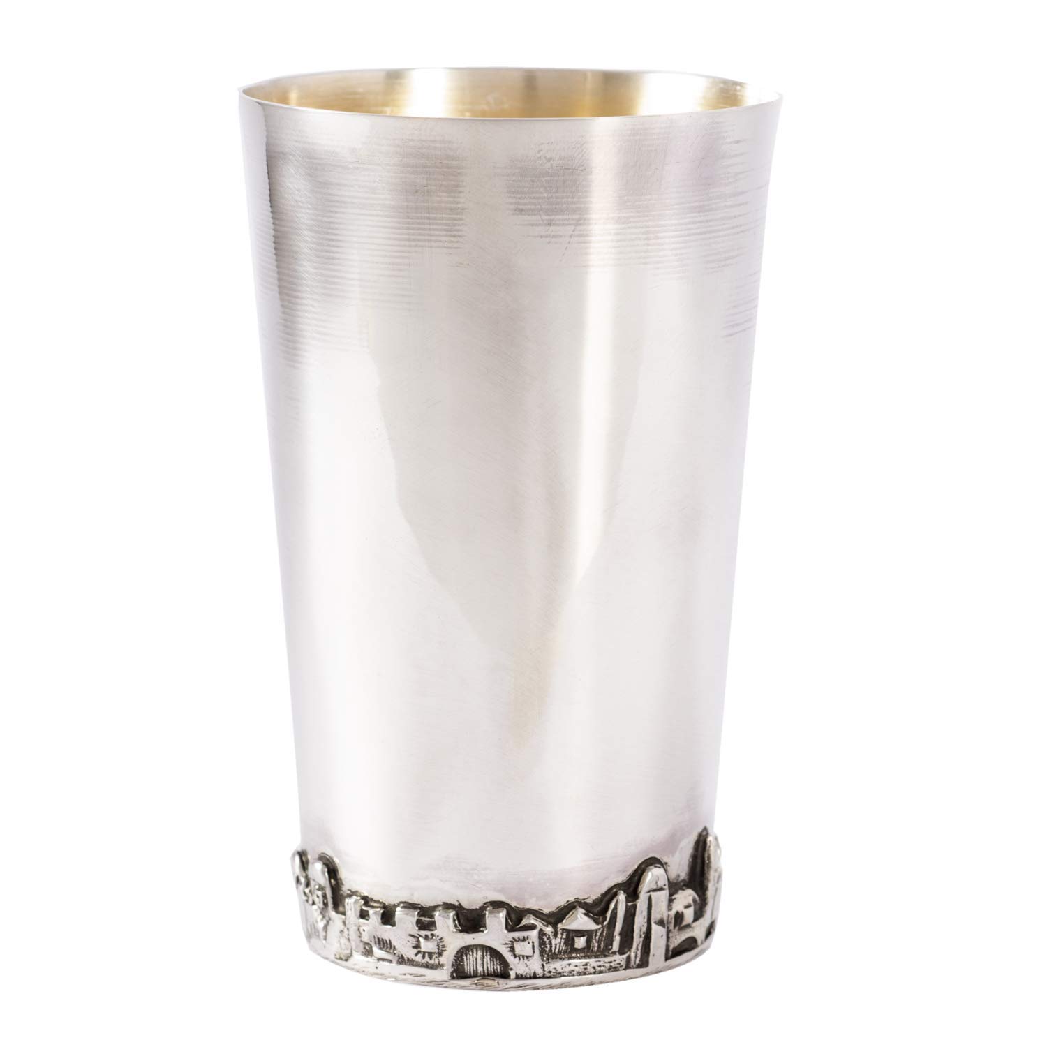 Sterling Silver Kiddush Cup - Traditional Judaica with Jerusalem Motif - Elegant Shabbat & Jewish Holiday Gift for Home Ceremonies and Special Occasions