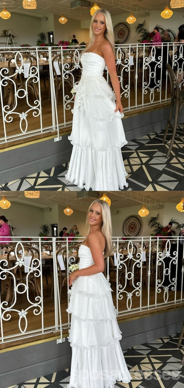 Elegant White A-Line Maxi Long Party Prom Dresses for Women - Formal Evening Gowns with Flowy Skirt - Perfect for Prom, Homecoming, Weddings & Special Occasions