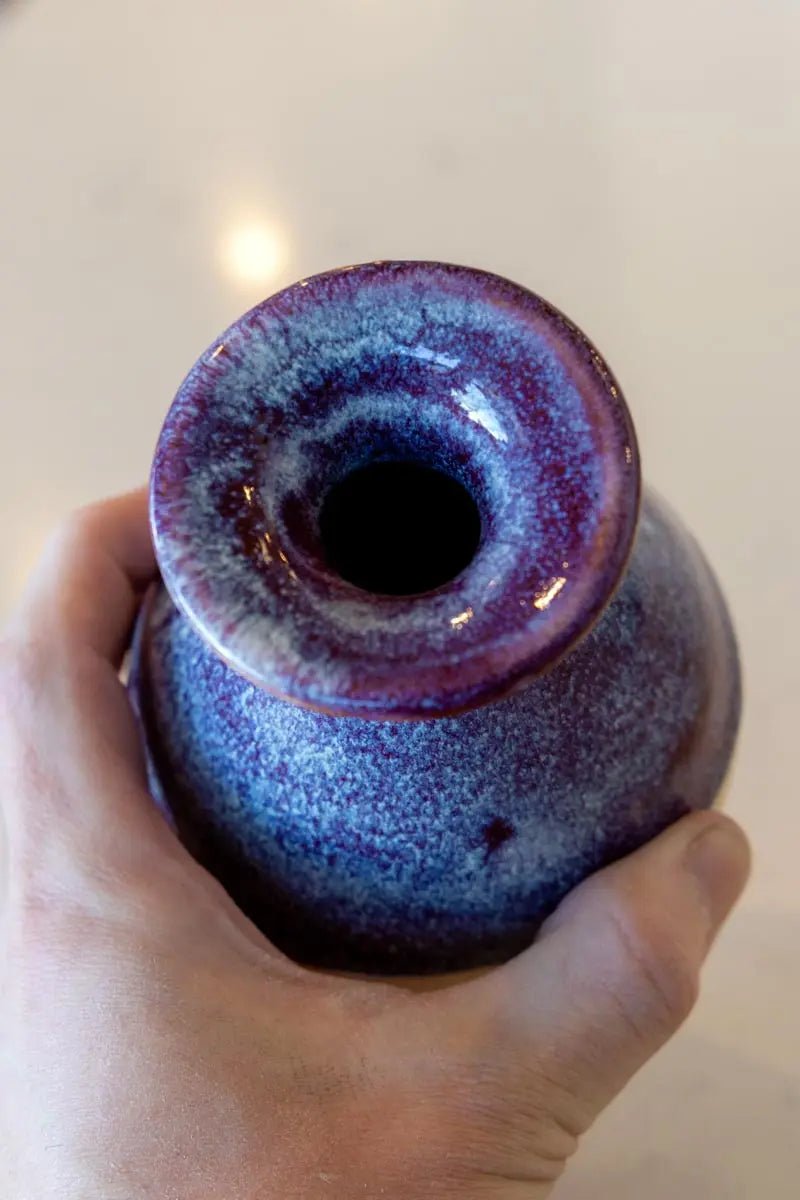 Special Olympics Commemorative Stoneware Bud Vase - Medium Small Decorative Pot in Plums & Cream | Perfect for Home Decor, Gift Giving & Floral Arrangements