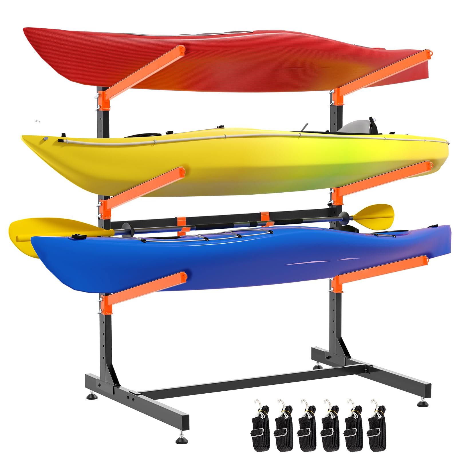 **Heavy Duty Adjustable Kayak Storage Rack for Garage - Freestanding Indoor & Outdoor Kayak Stand for Kayaks, Canoes, Surfboards & Paddleboards - Perfect for Garage, Backyard, or Dock Storage**