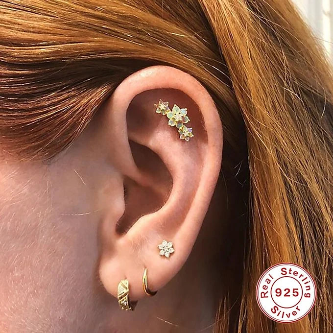 Flower Cartilage Earrings, Conch Studs, Helix Studs, Sleeper Earrings for Women | HC033 | Perfect for Daily Wear, Parties, and Gifts