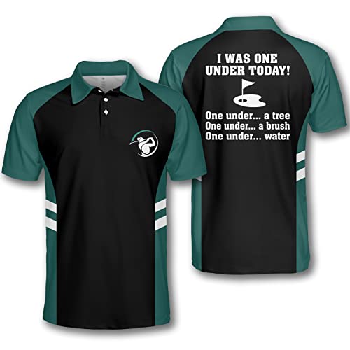 Pologen Men's Funny Golf Polo Shirt - 'I Was One Under Today' 3D Printed Design, Moisture-Wicking Dry Fit Performance Shirt for Golfers | Perfect Gift for Golf Enthusiasts & Casual Wear on the Course