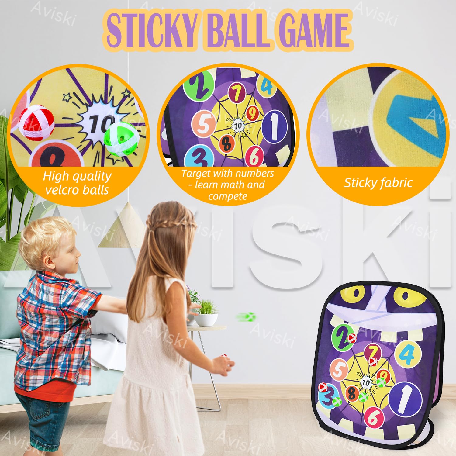 Halloween Bean Bag Toss Game Set for Kids & Family - Ghost Pumpkin Castle Pattern with Scoring Board - Outdoor & Indoor Halloween Party Games, Yard Activities, Carnival Fun