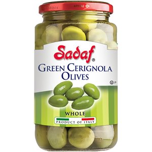 Sadaf Green Cerignola Olives in Jar - Whole Italian Large Olives - Sicilian Green Olives - Product of Italy - 12 oz | Perfect for Charcuterie Boards, Antipasto Platters & Mediterranean Recipes
