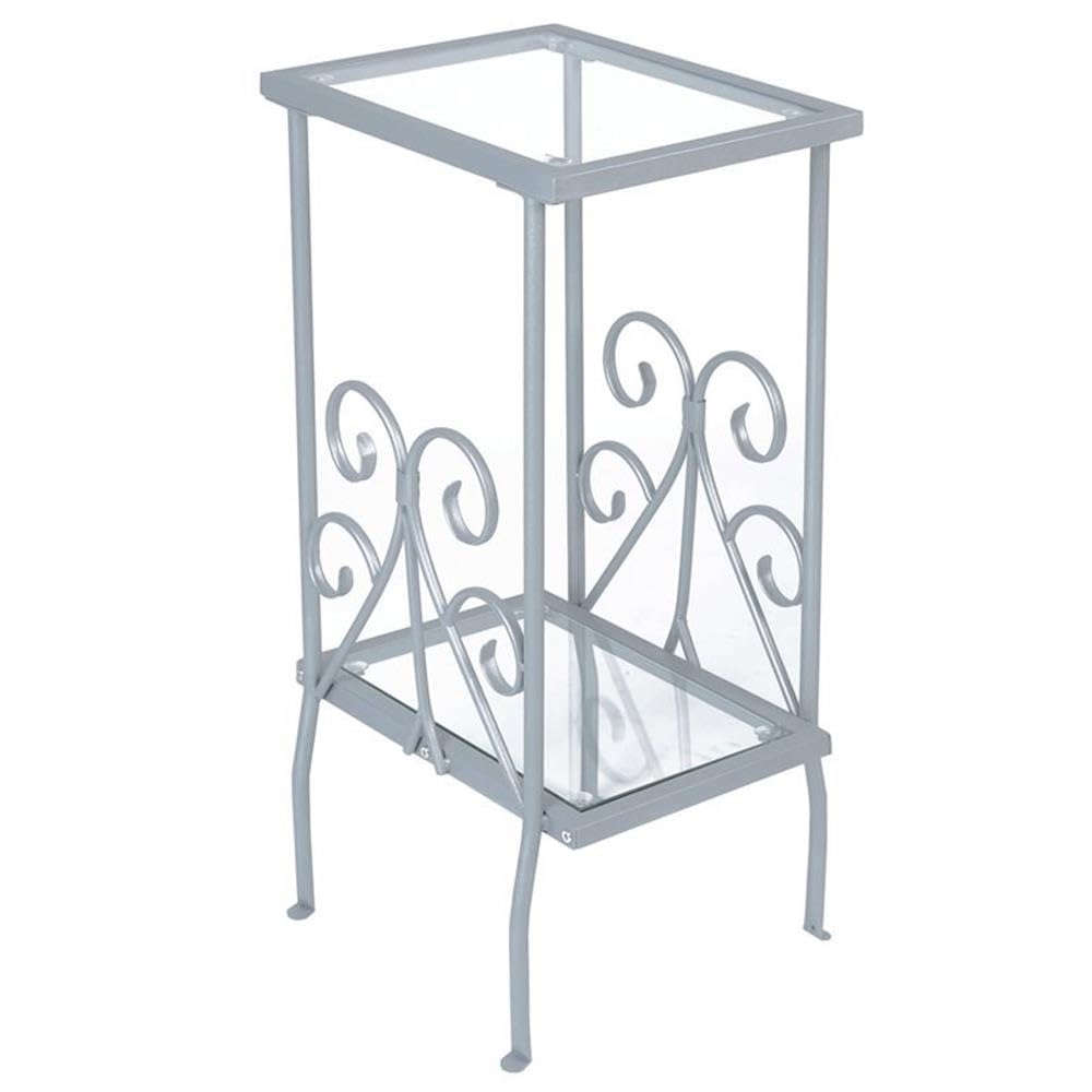 Monarch Specialties 3158 Grey Metal & Tempered Glass Accent Table - 16