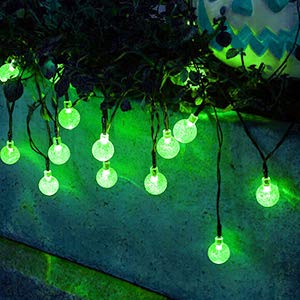 Brightown 60 LED Solar String Lights Outdoor - 35.6 Feet Crystal Globe Fairy Lights with 8 Lighting Modes, Waterproof Solar Powered Garden Lights for Patio, Yard, Porch, Wedding & Party Decor (Green) - Perfect for Backyard BBQs, Romantic Evenings & Holiday Celebrations