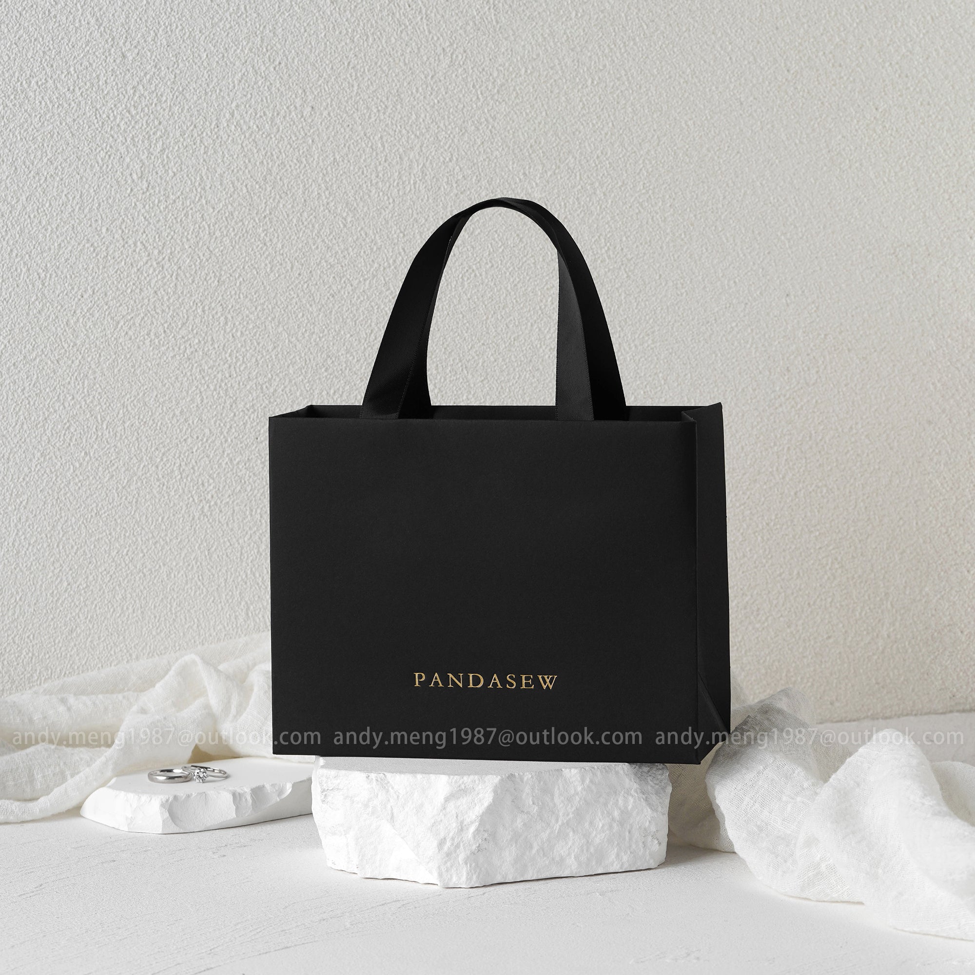 50pcs Custom Printed Paper Bags with Logo - 7x2.8x5.5 Inches Eco-Friendly Gift Bags for Weddings, Parties, Thank You Favors & Retail Packaging (STB 190)