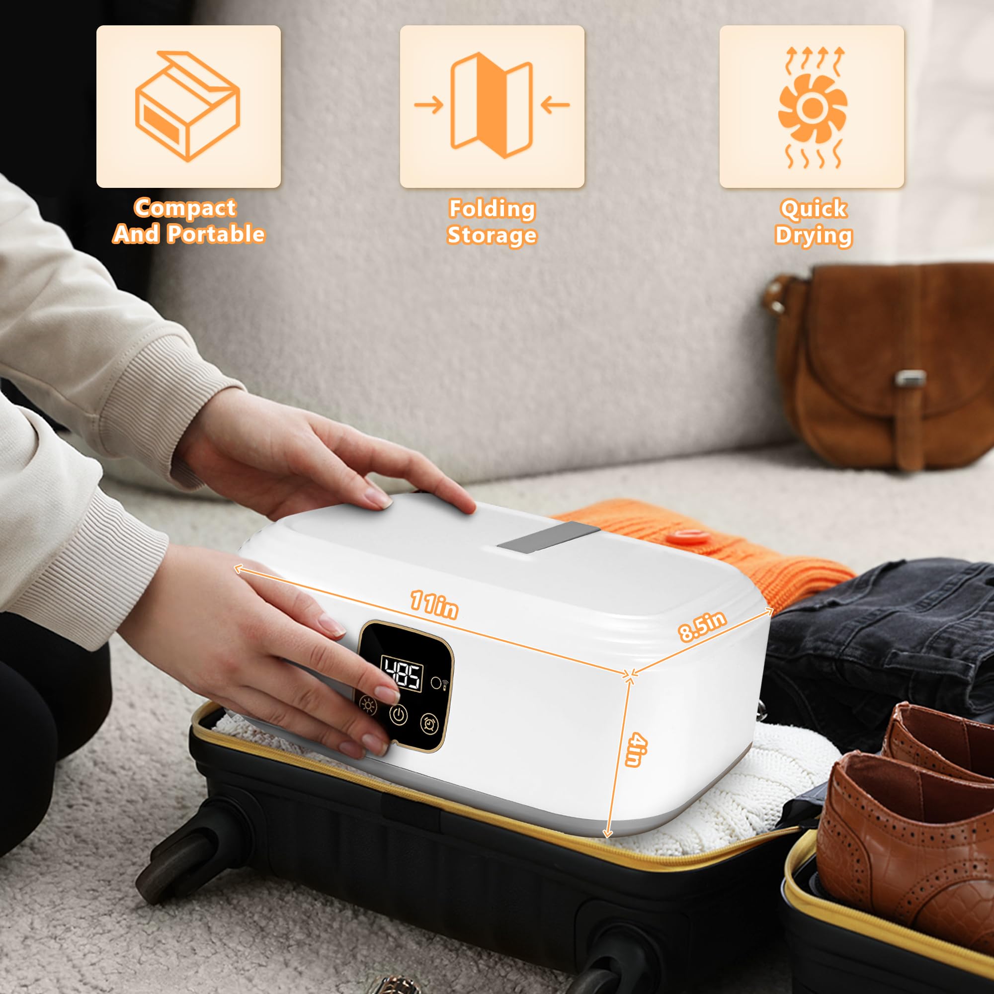 Portable Clothes Dryer with Timer - Foldable Mini Dryer for Travel, Apartment, RV & Home | Fast Drying for Light Clothing, Underwear, Baby Clothes & Socks | Includes Drying Bag - Perfect for Small Spaces, Camping & Laundry Rooms