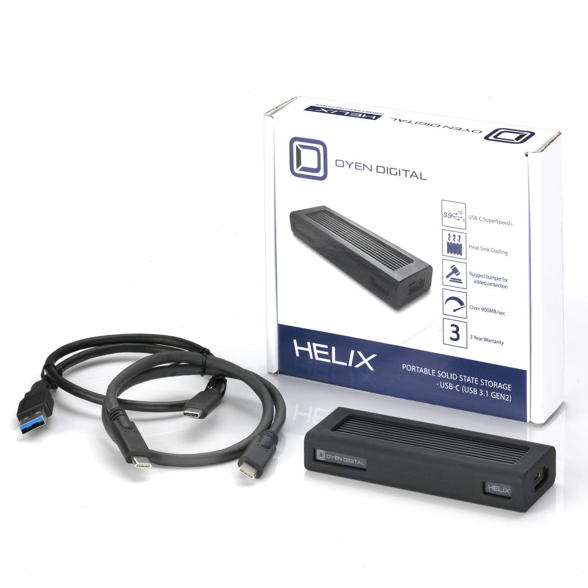 Oyen Digital Helix Dura 4TB USB-C NVMe Portable SSD - Ultra Fast 1050MB/s Transfer Speed, USB 3.2 Gen2 External Solid State Drive (DM2-P8-4T-BK) - Perfect for Gaming, Video Editing & Data Backup