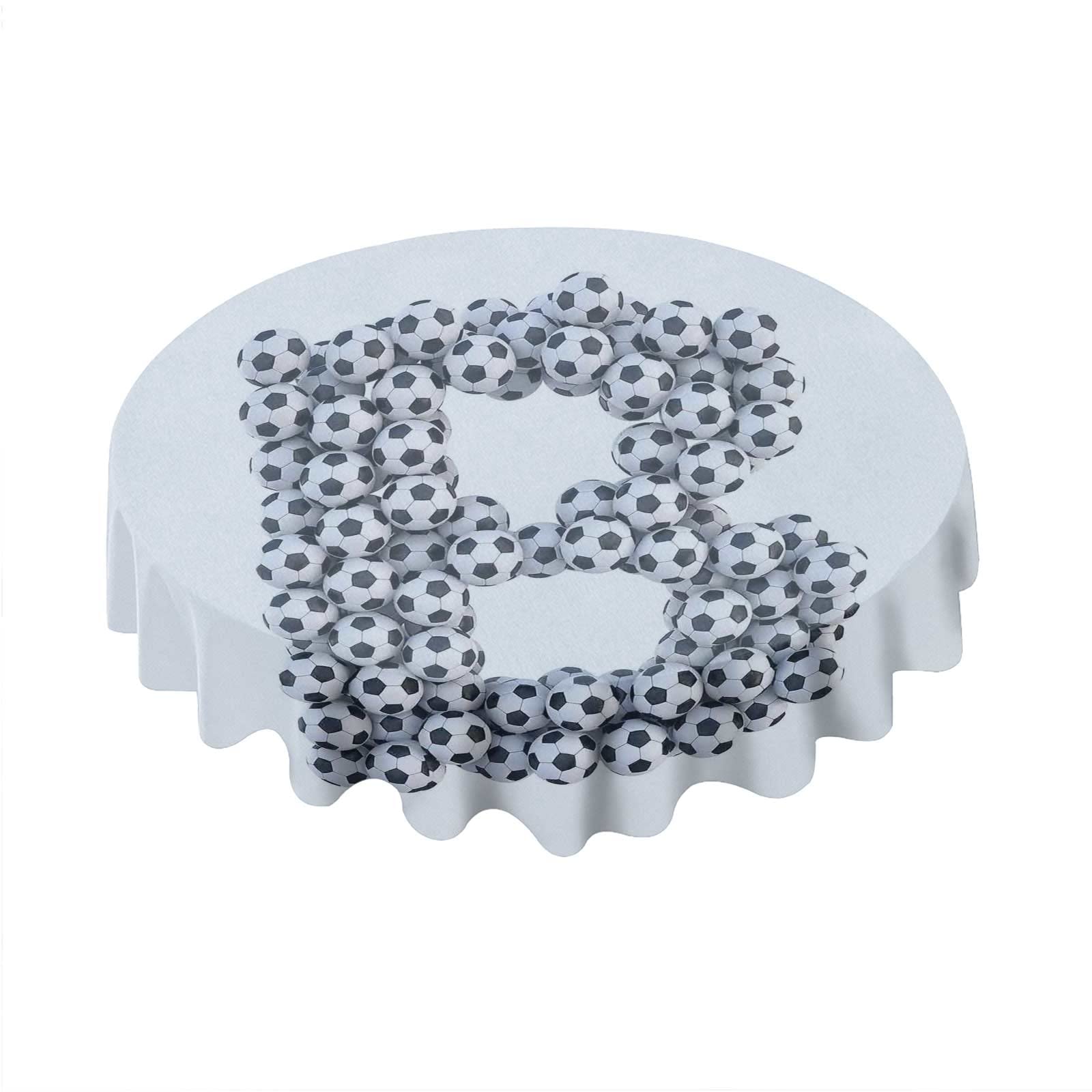 60 Inch White Charcoal Round Tablecloth Cover - Letter B Coffee Table Fabric Cloth for Small Round Tables | Perfect for Dining, Parties, and Home Decor