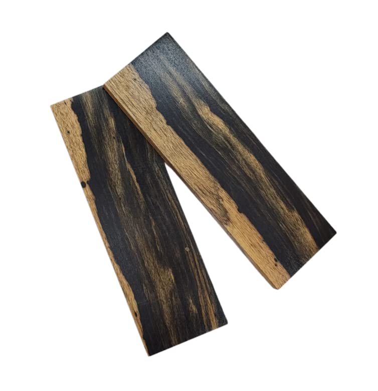 Premium Black and White Ebony Knife Scales - Exotic Wood Handle for Custom Knives, Perfect for DIY Knife Making and Woodworking Projects
