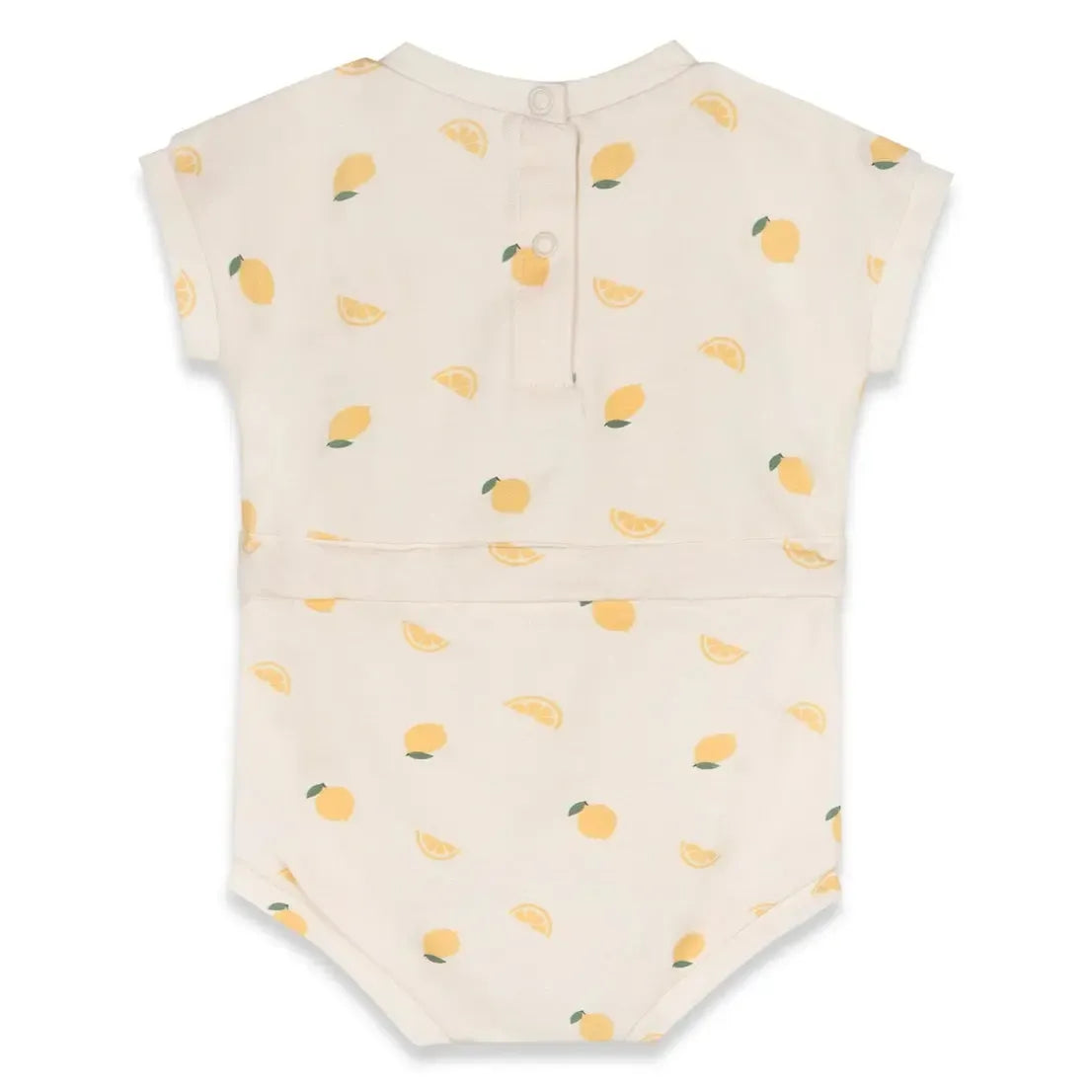 Organic Cotton Jersey Tie-Waist Romper with Lemon Print - Women's Casual Summer Jumpsuit for Beach, Vacation & Everyday Wear