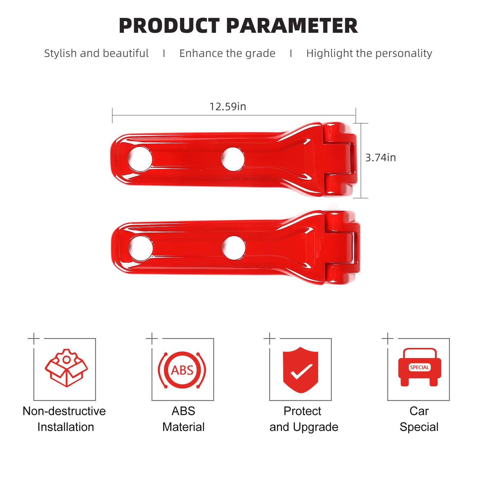 CheroCar Jeep JL Tailgate Hinge Cover & Spare Tire Bracket - Exterior Accessories for 2018-2022 Jeep Wrangler JL/JLU (Sport, Sahara, Rubicon) - Red | Durable Protection & Enhanced Style for Off-Road Adventures