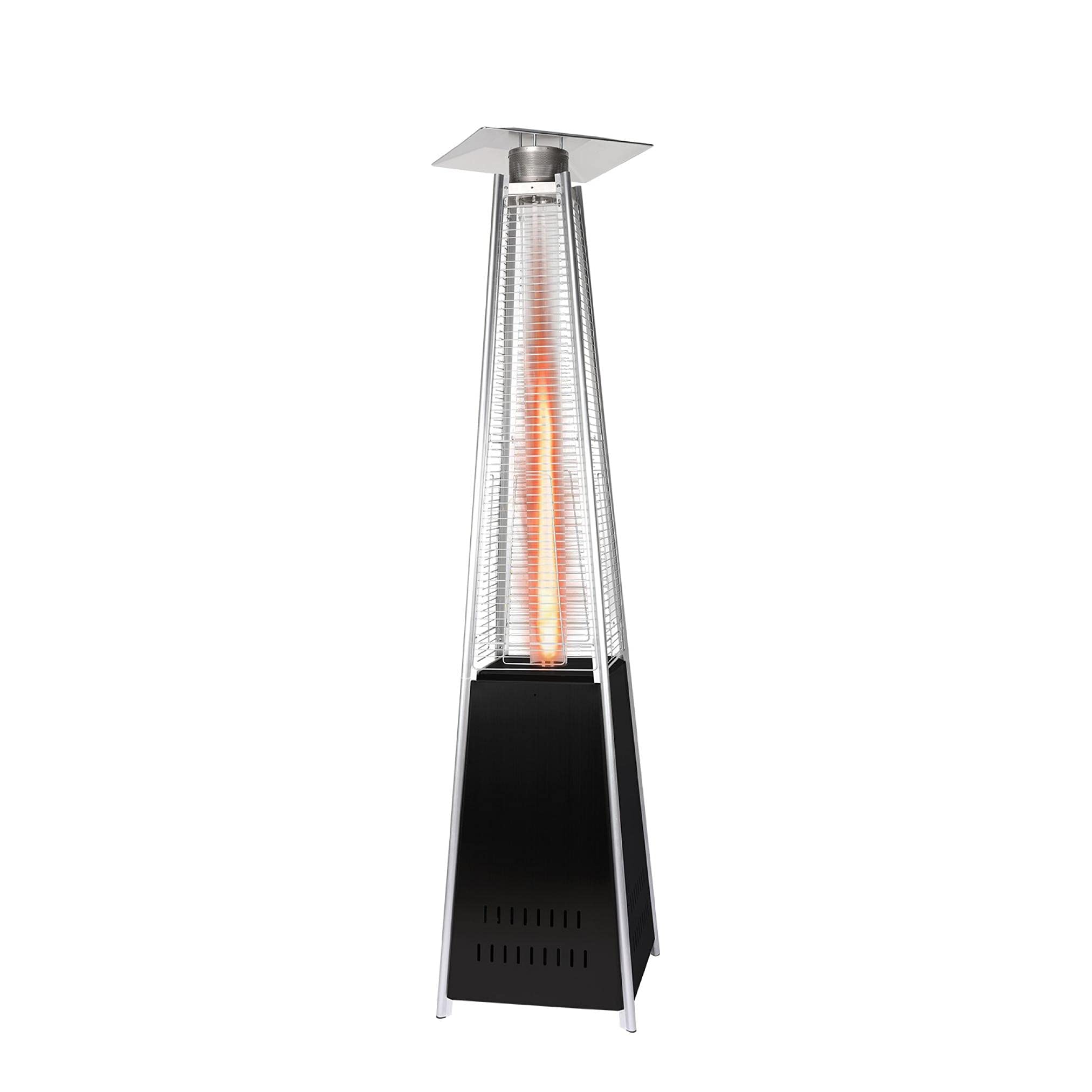 42,000 BTU Black Pyramid Flame Patio Heater with Wheels - Outdoor Propane Gas Heater for Deck, Garden, Backyard & Restaurant Use