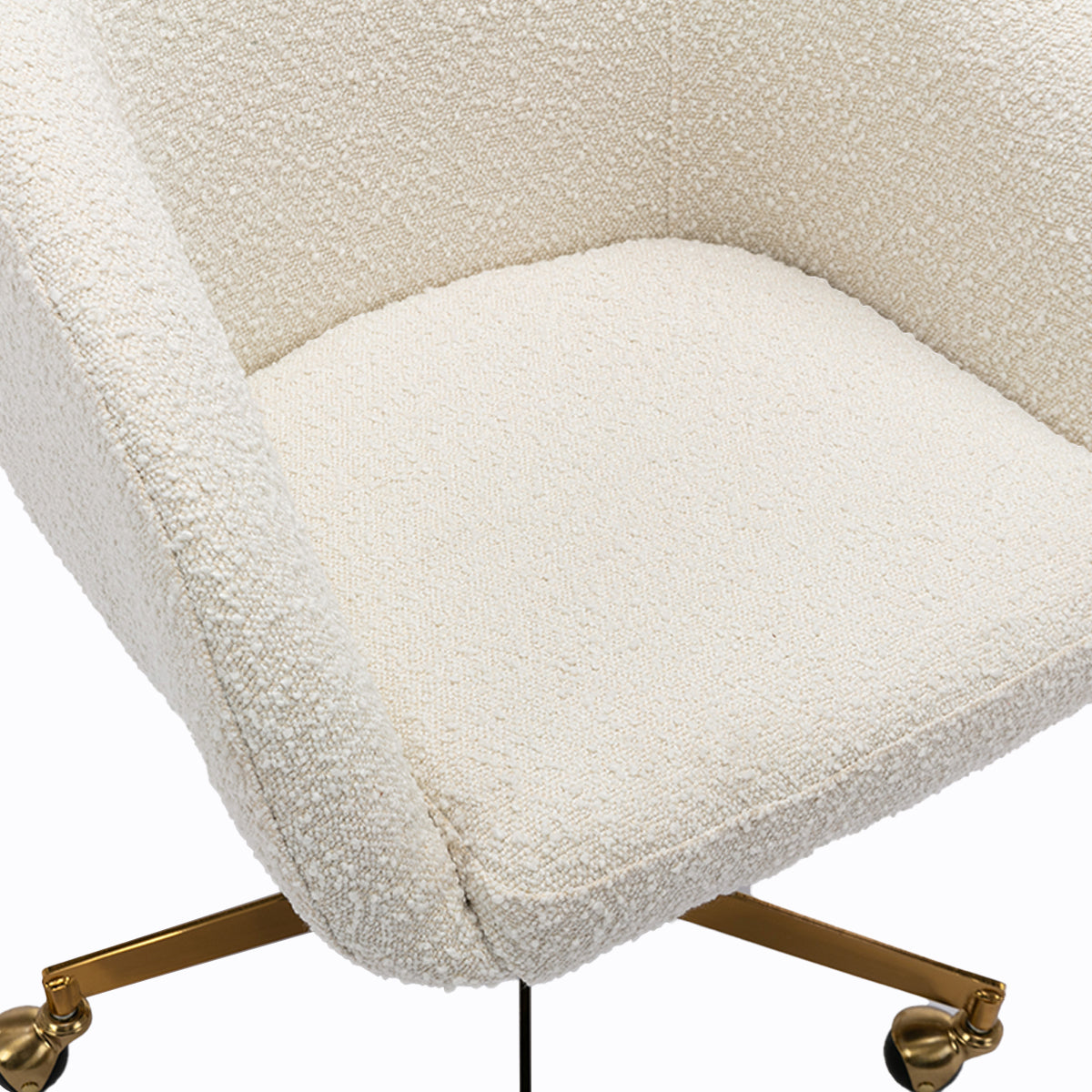 Avalon Boucle Office Chair - Ergonomic Modern Upholstered Desk Chair with Adjustable Height for Home & Office Workspace - Perfect for Remote Work, Study, and Gaming