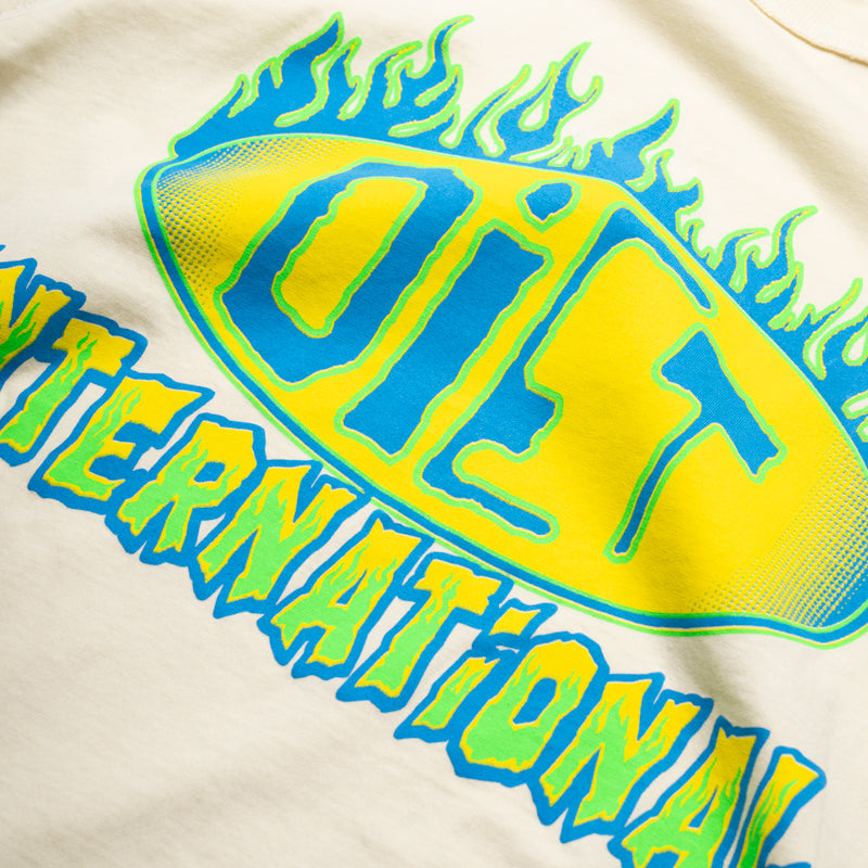 Diet Starts Monday INTL Flame Graphic T-Shirt - Antique White | Casual Streetwear & Gym Outfit