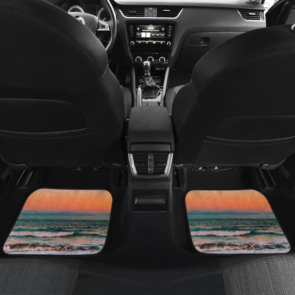 Premium Beach Car Floor Mats - Sunset Design, All-Weather Protection for Sand & Water - Perfect for SUVs, Trucks & Road Trips