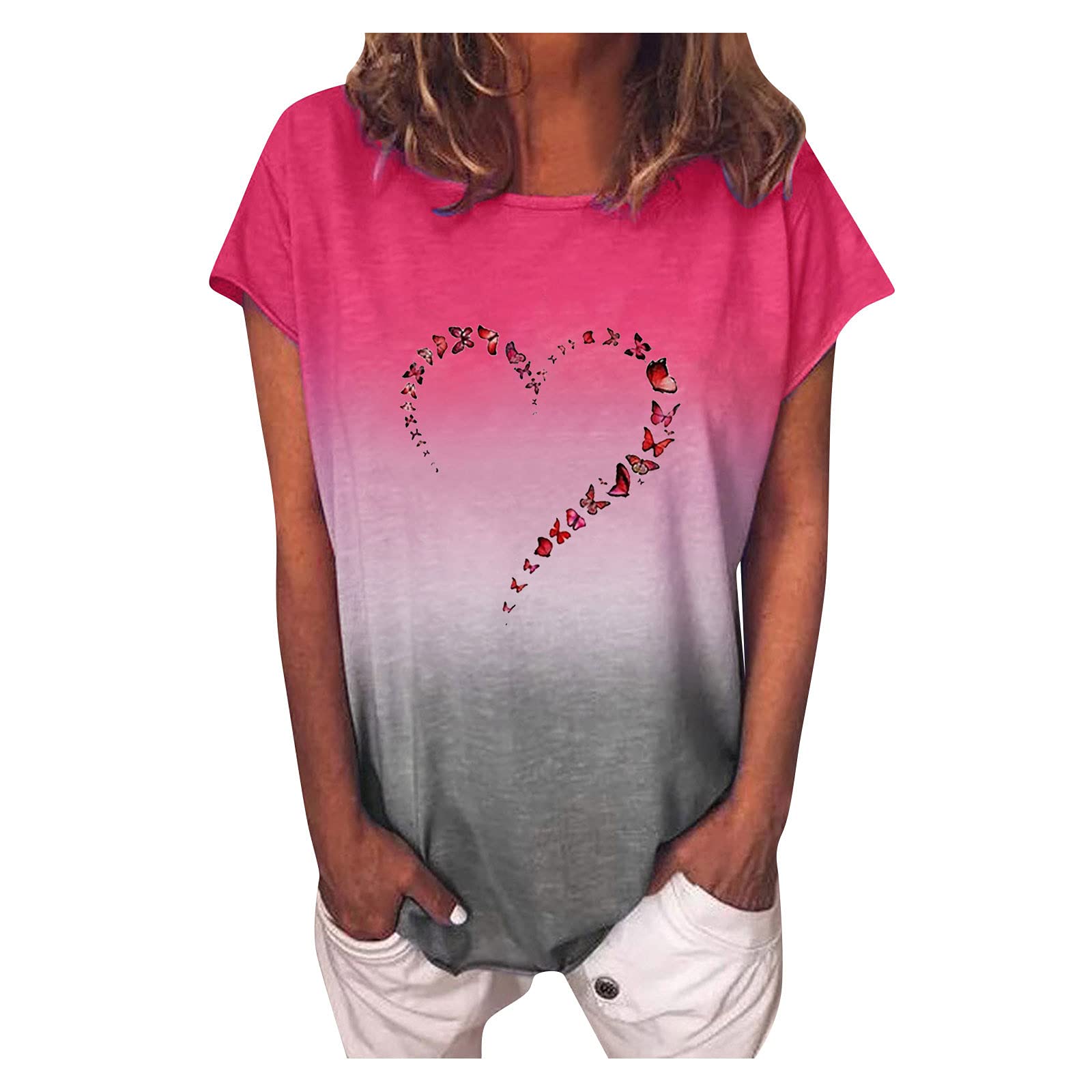 Women's Tie Dye V-Neck T-Shirt - Loose Fit Short Sleeve Casual Top for Summer | Trendy & Comfortable Daily Wear, Beach Outings & Weekend Outfits