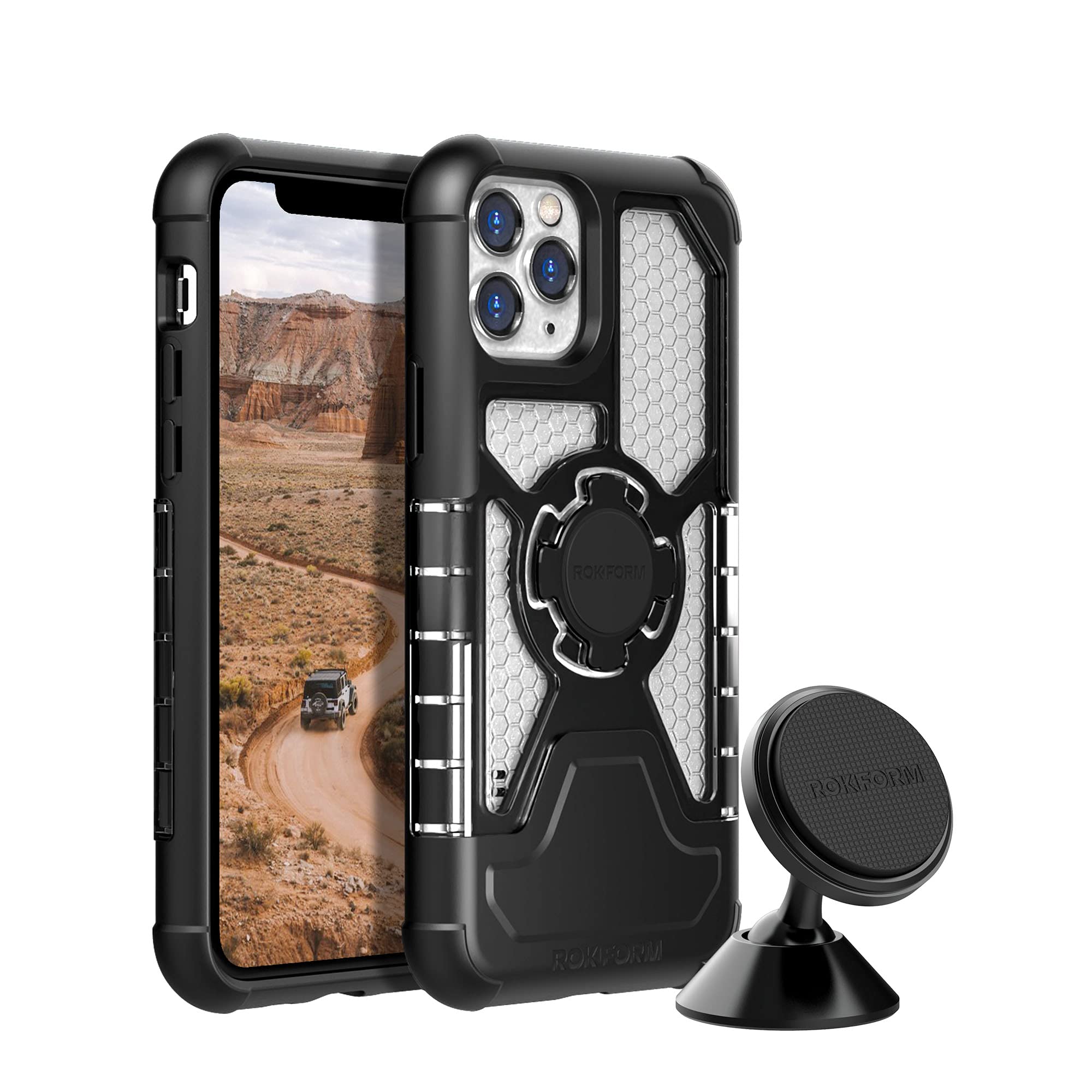 Rokform iPhone 11 Pro Crystal Case with Swivel Dash Mount - Secure Car, Truck, Van Phone Holder for Hands-Free Navigation & Driving