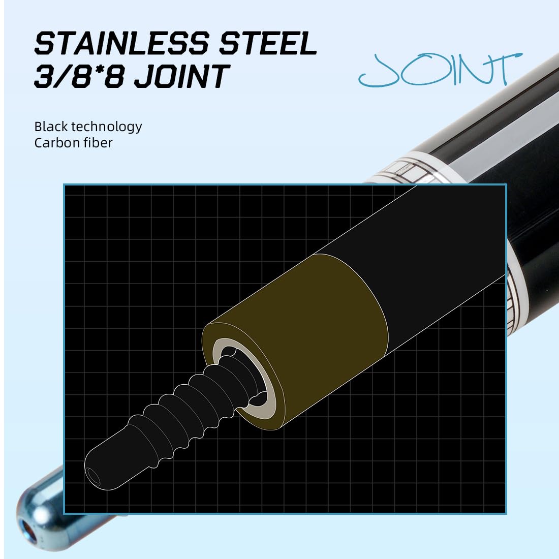 KONLLEN 58-inch Professional Carbon Fiber Pool Cue Stick - Low Deflection Billiard Cue with 12.5mm Tip for Adults | Full Carbon Technology, Pro Taper, Easy Control | Perfect for Tournament Play & Home Game Rooms