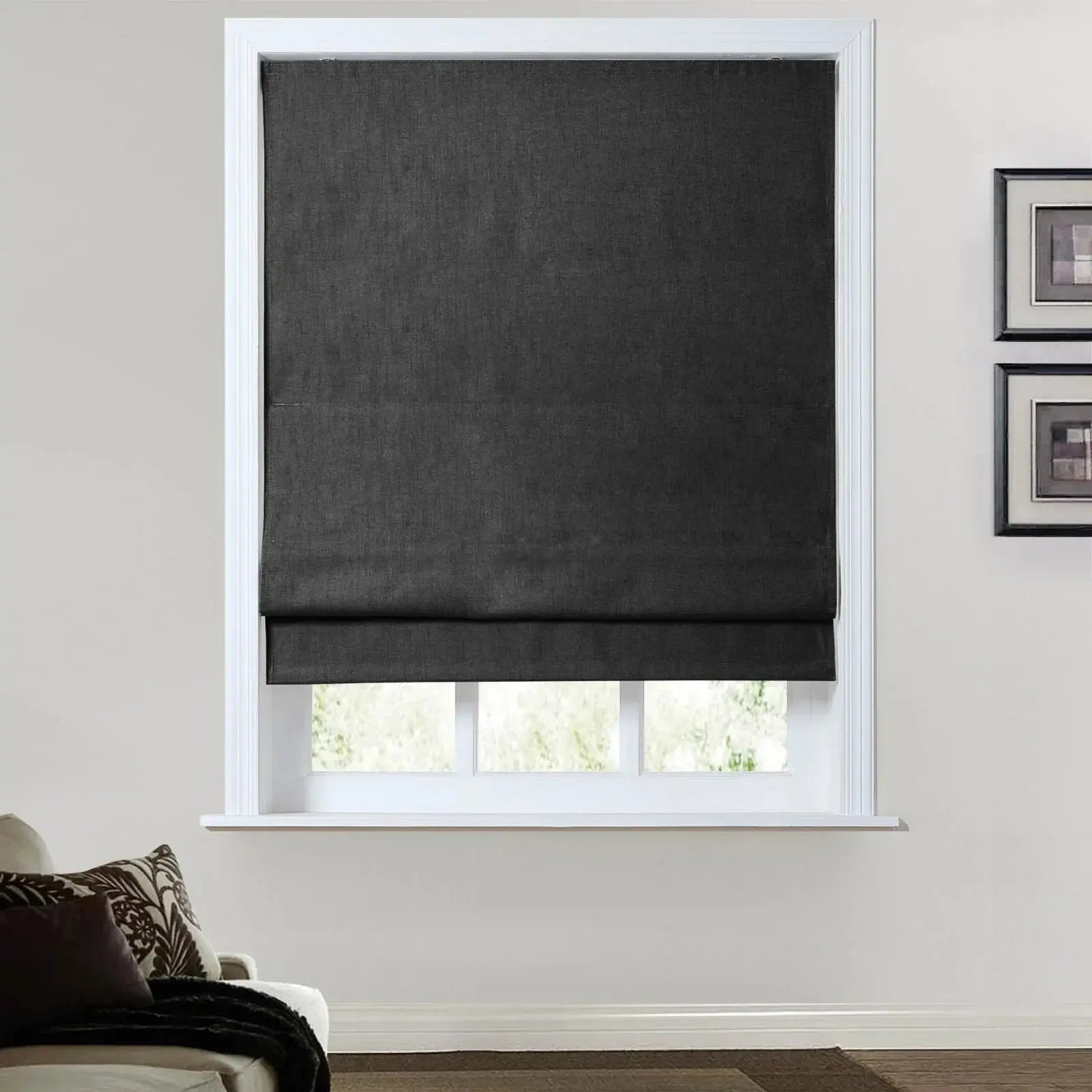 Birkin Velvet Roman Shades for Windows - Blackout Curtains for Bedroom & Living Room - Elegant Home Decor & Light Control