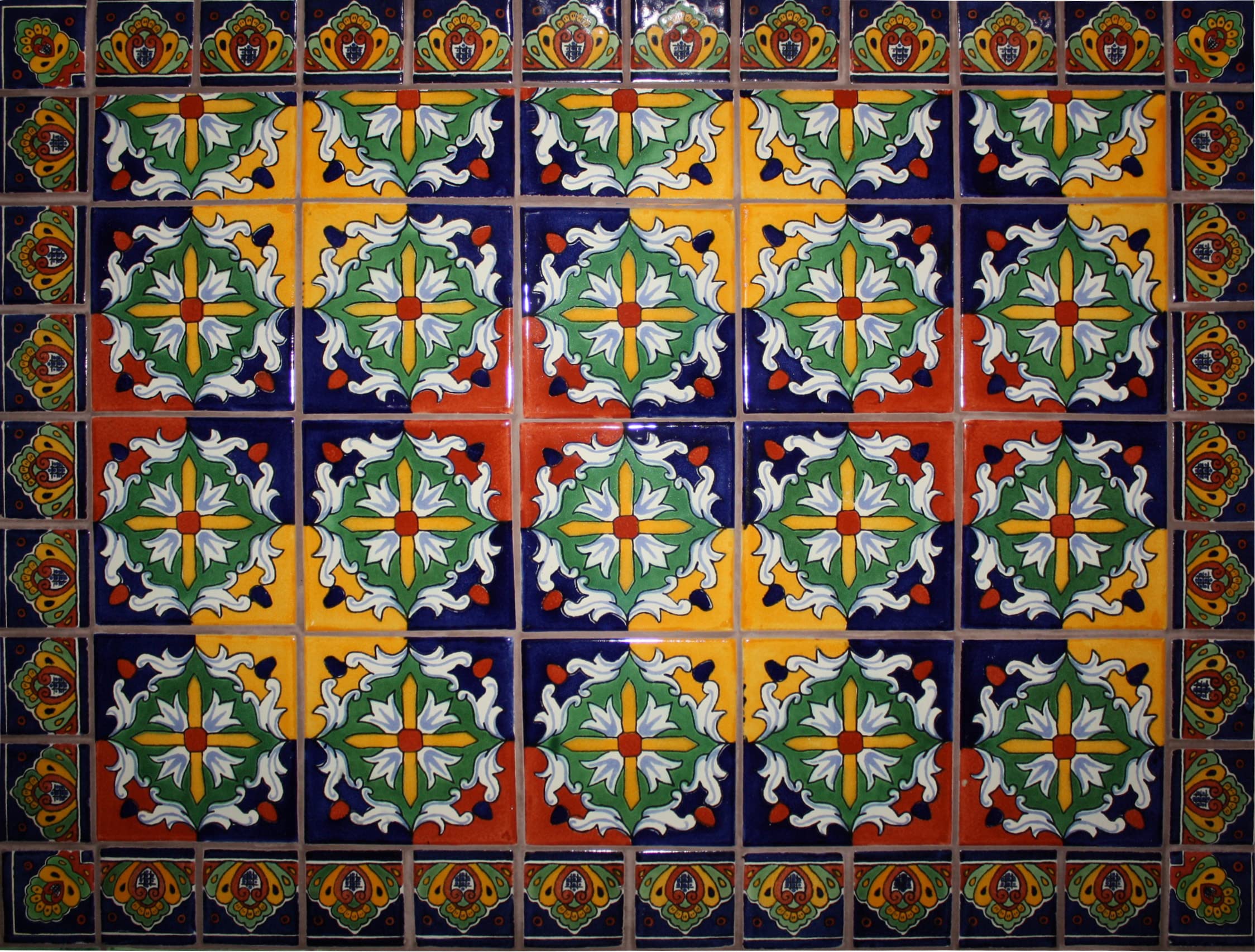 Authentic Talavera Mexican Tile Set - Handcrafted Ceramic Backsplash Mural for Kitchen & Bathroom Decor | Perfect for Home Renovation & DIY Projects