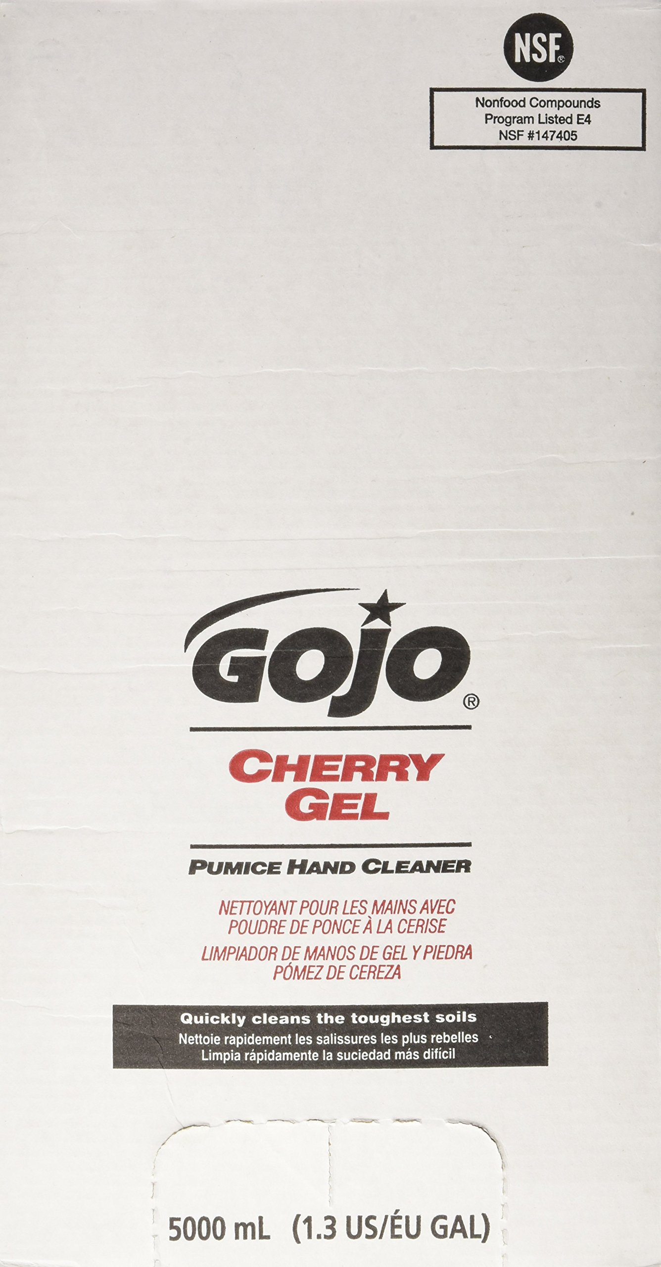 GOJO INDUSTRIES GIDDS-132932 Pumice Hand Cleaner - Cherry Scented Gel (5000ml/1.32 Gallon) for Tough Grease & Oil Removal | Ideal for Mechanics, Auto Shops & Industrial Use