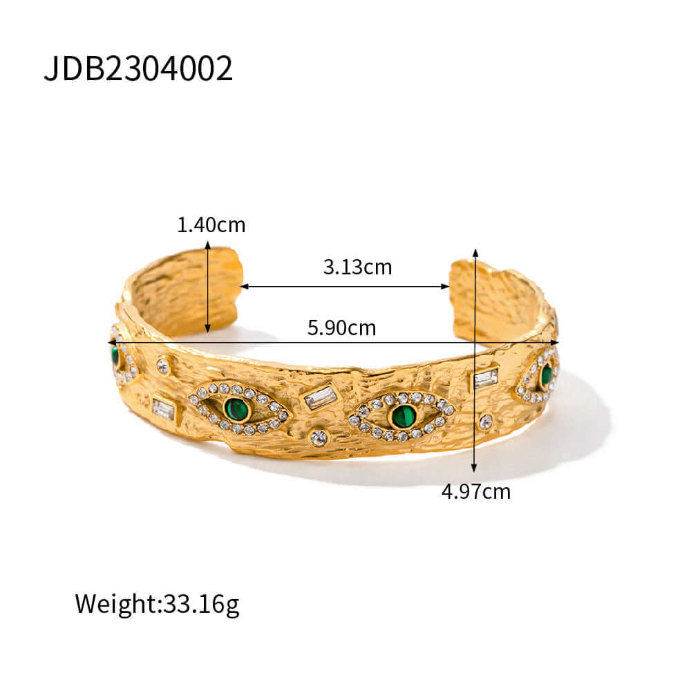 18K Gold Evil Eye Bangle Bracelet for Women - Protection Jewelry, Adjustable Lucky Charm Bracelet | JDB002 | Perfect for Gifts, Everyday Wear & Spiritual Protection