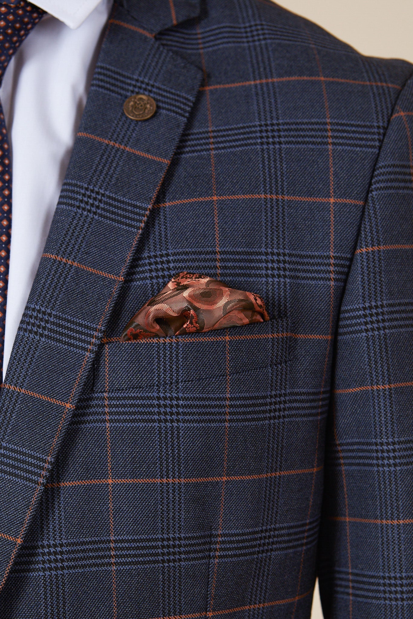 WBA Collection JENSON Marine Navy Check Suit - Premium Wool Blazer for Men | Formal Business Attire & Office Wear | Inspired by John Swift's Style
