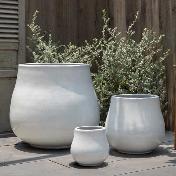 Nimbus Planter Set of 3 - Antique White Ceramic Flower Pots - Indoor/Outdoor Garden Decor by Campania International - Perfect for Patio, Balcony & Home Decor