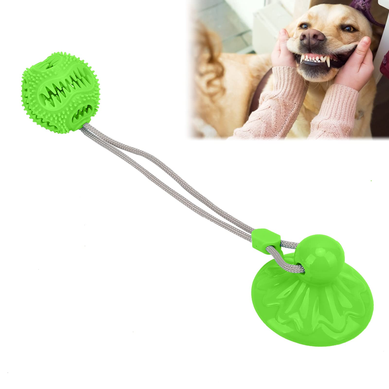 Luroze Dog Tooth Cleaning Ball - Bite Resistant Chew Toy with Snack Trough for Small & Large Dogs - Indoor & Outdoor Pet Dental Care Chewing Ball (Green) - Perfect for Teething Puppies & Active Dogs Playtime